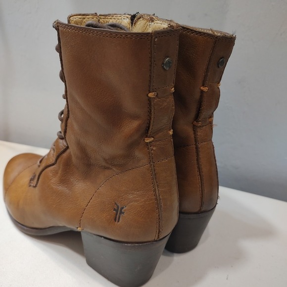 Frye Brown Leather Combat Boots - Picture 4 of 12